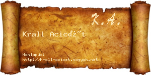 Krall Acicét névjegykártya